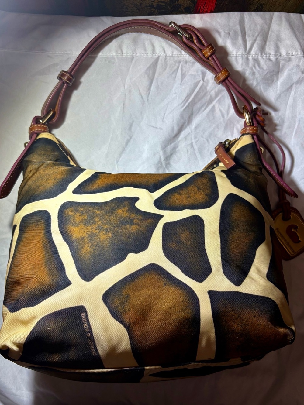Dooney & Bourke Giraffe Print Shoulder Bag - Brown/Cream Women’s Hobo - Picture 2 of 6